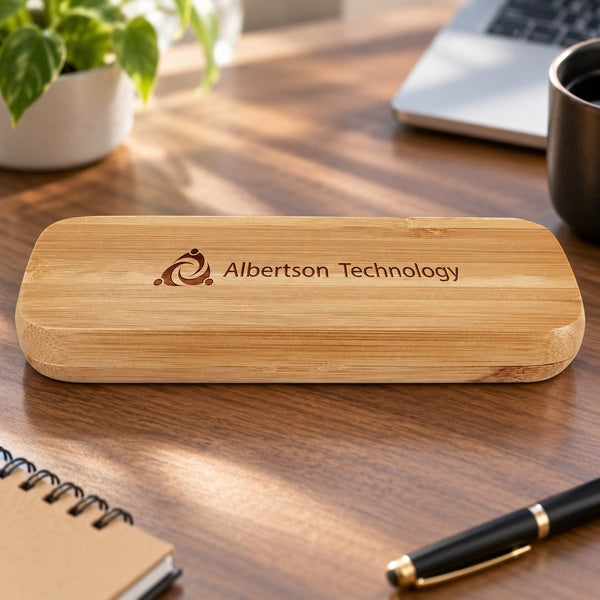 Bamboo Pen In Presentation Box in an office setting