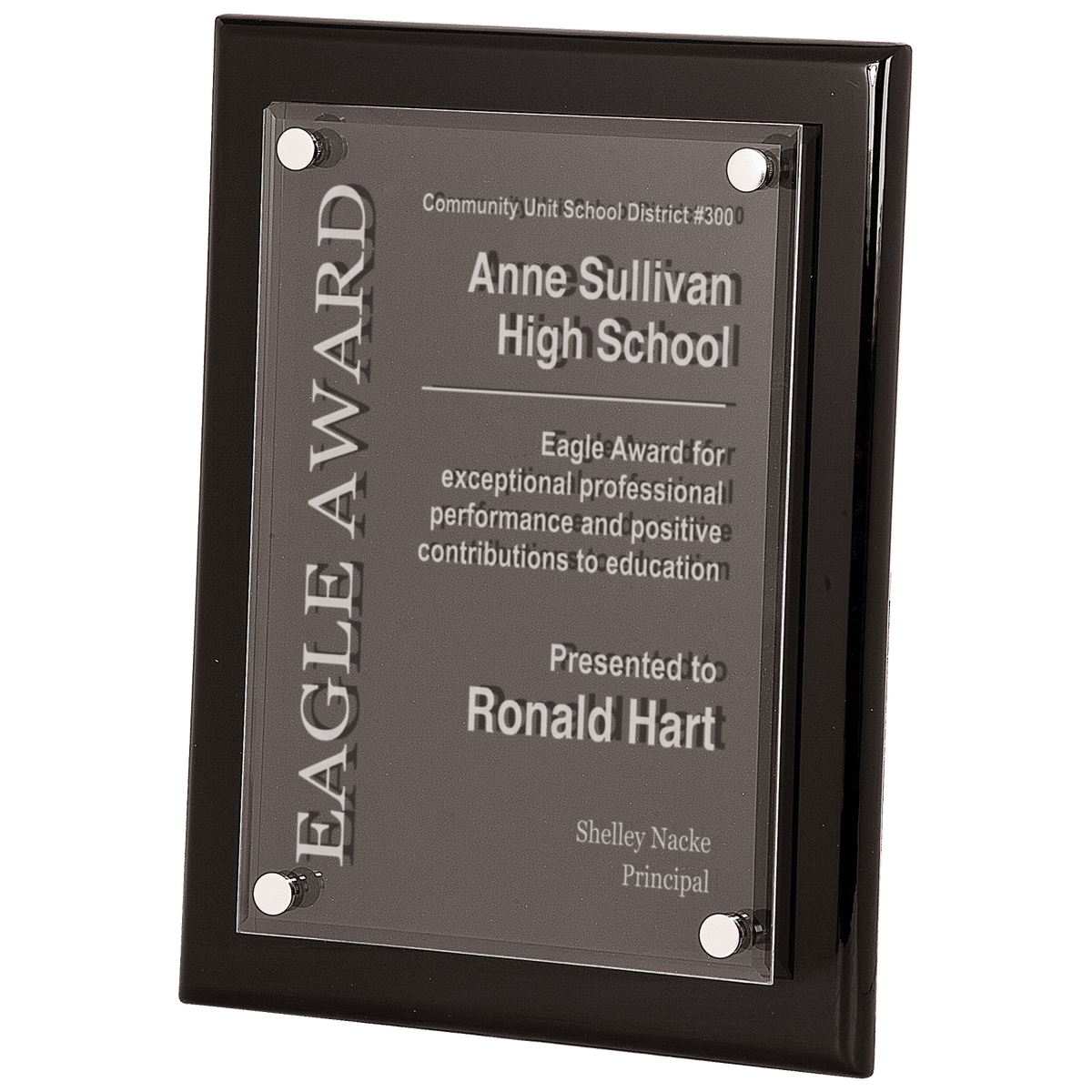 Black Piano-Finish Floating Acrylic Plaque
