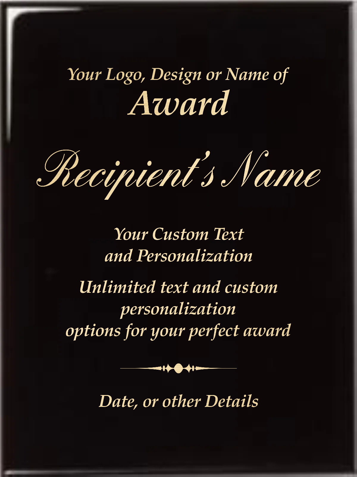 Black Piano Finish Plaque - Color Filled