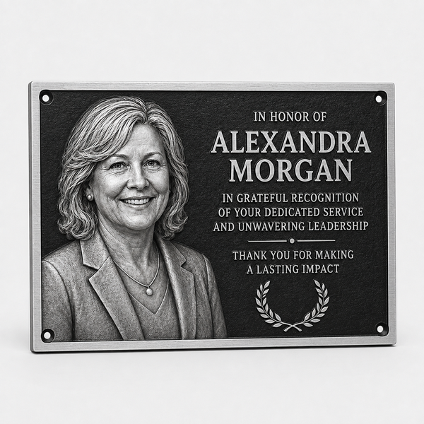 Traditional Metal Plaque - aluminum black and silver variant