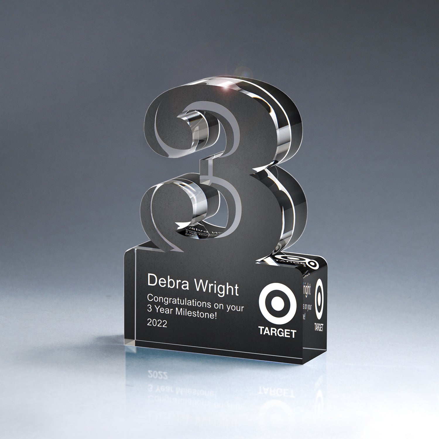 Brushed Metallic Years of Service Acrylic Award