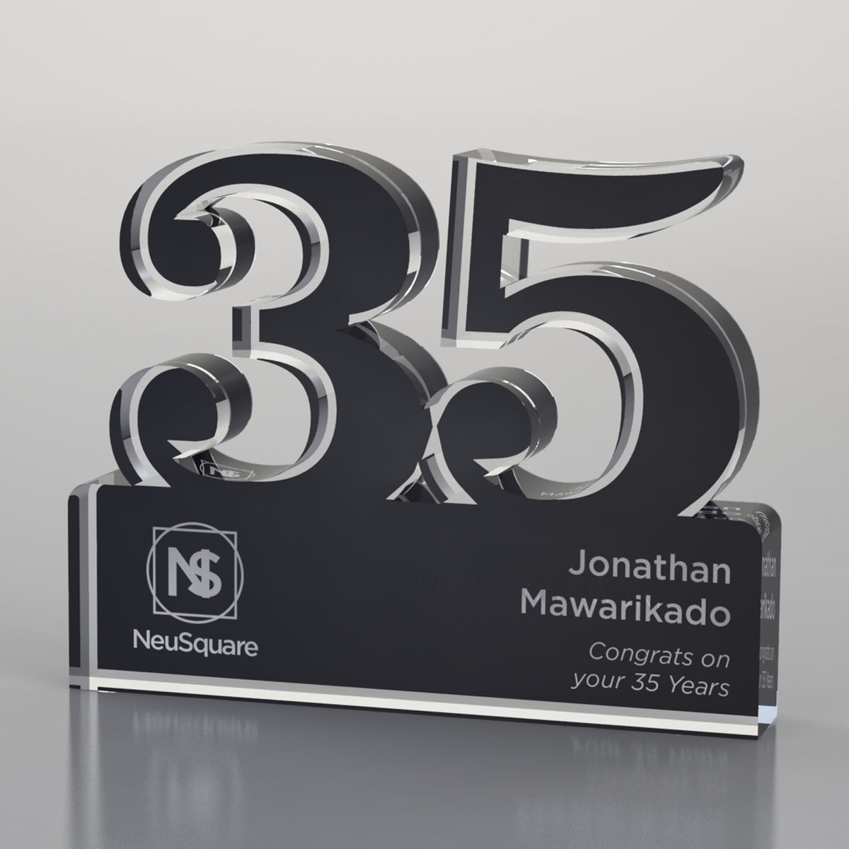 Brushed Metallic Years of Service Acrylic Award