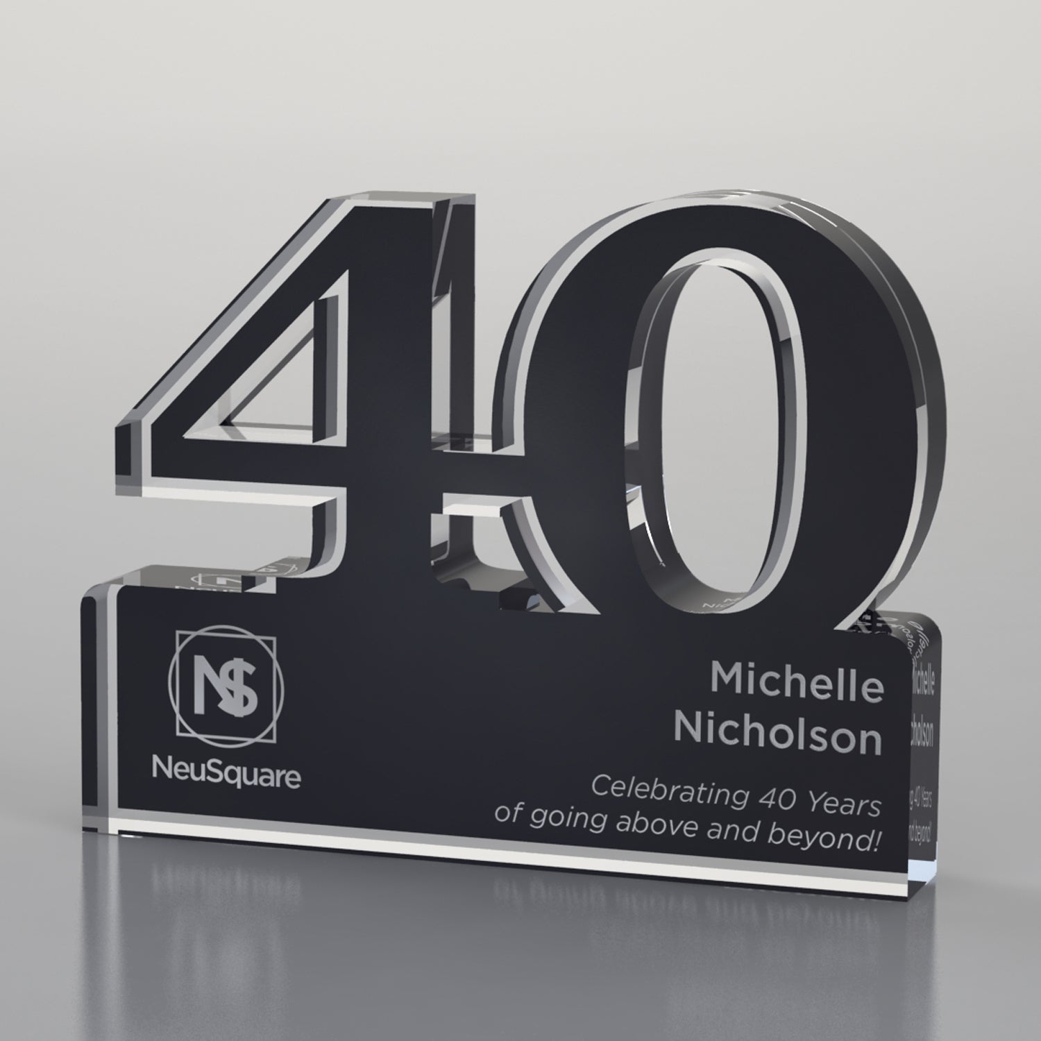Brushed Metallic Years of Service Acrylic Award