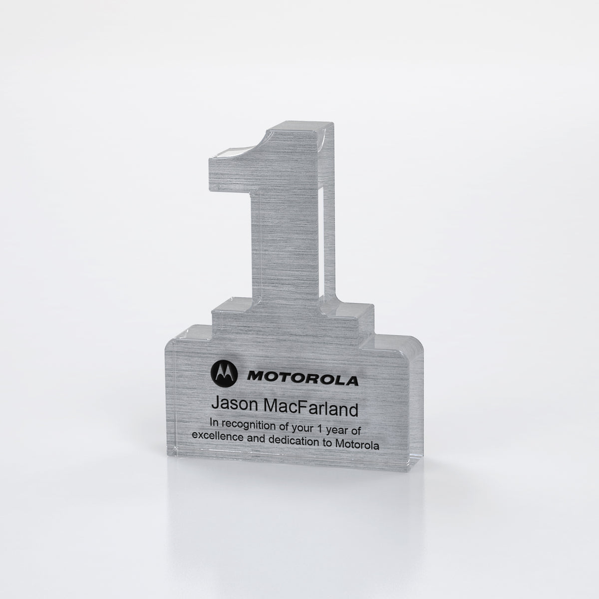 Brushed Metallic Years of Service Acrylic Award