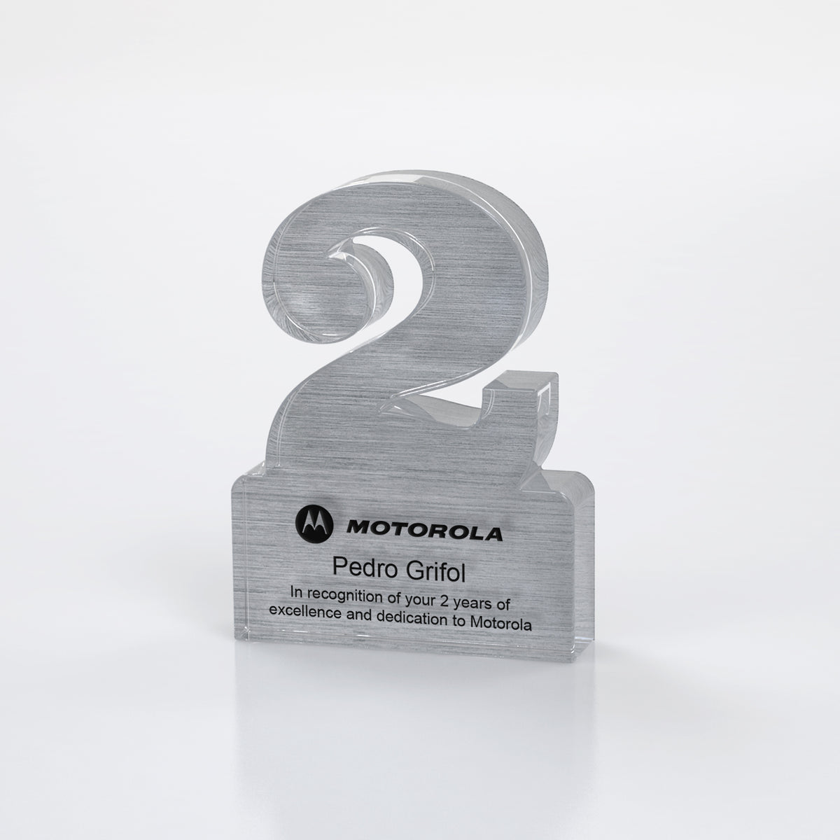 Brushed Metallic Years of Service Acrylic Award