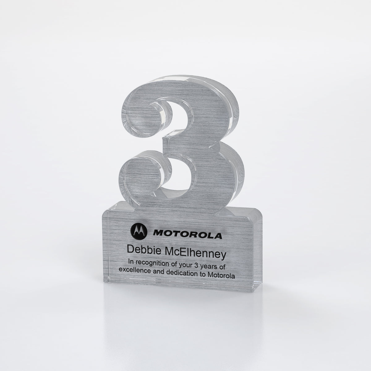 Brushed Metallic Years of Service Acrylic Award