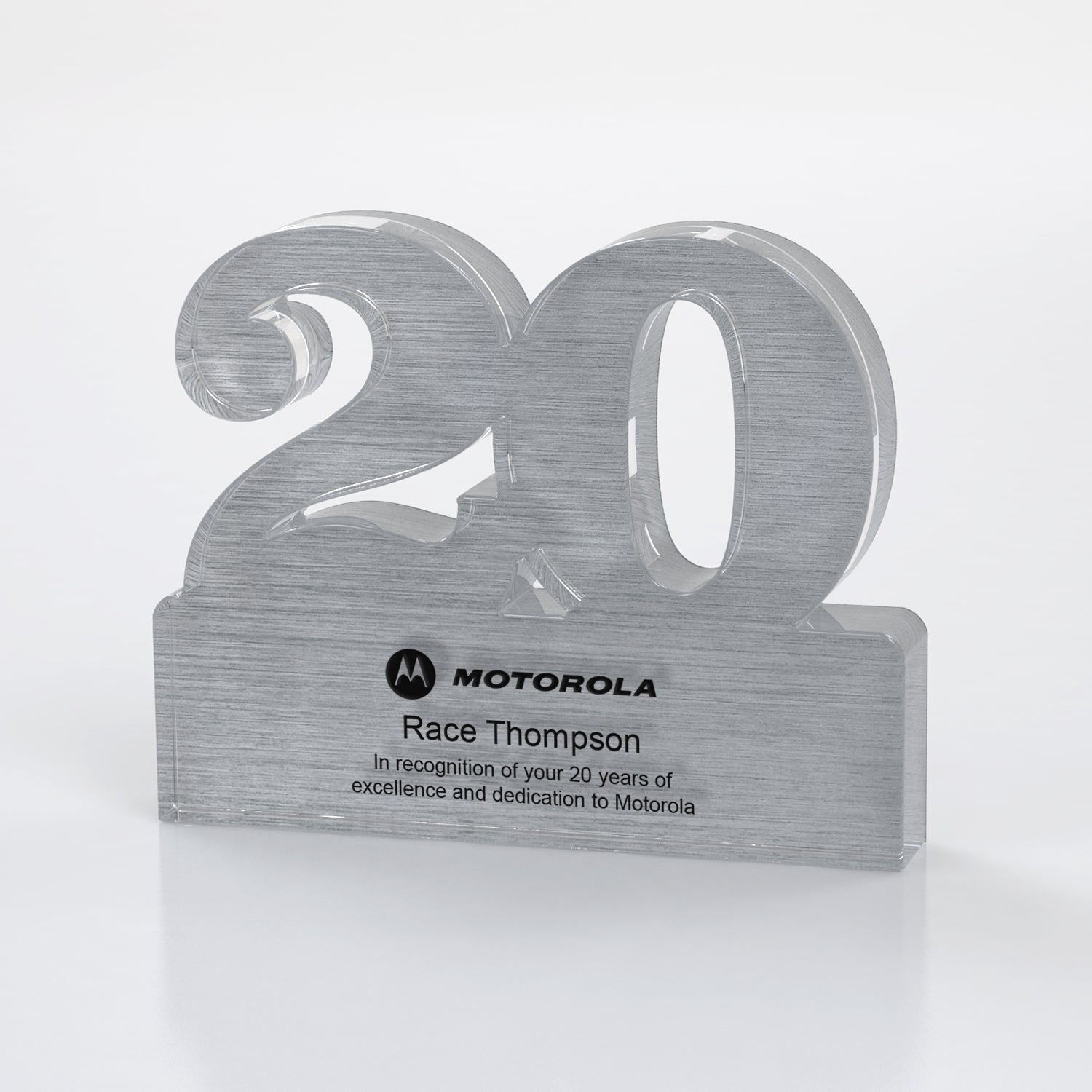 Brushed Metallic Years of Service Acrylic Award