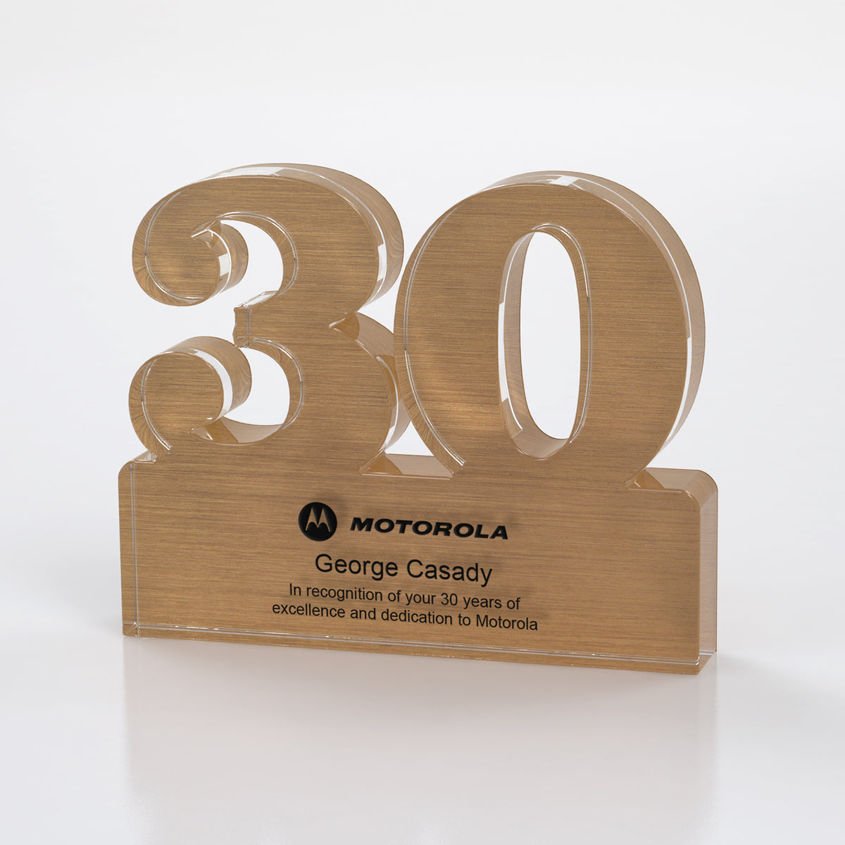 Brushed Metallic Years of Service Acrylic Award