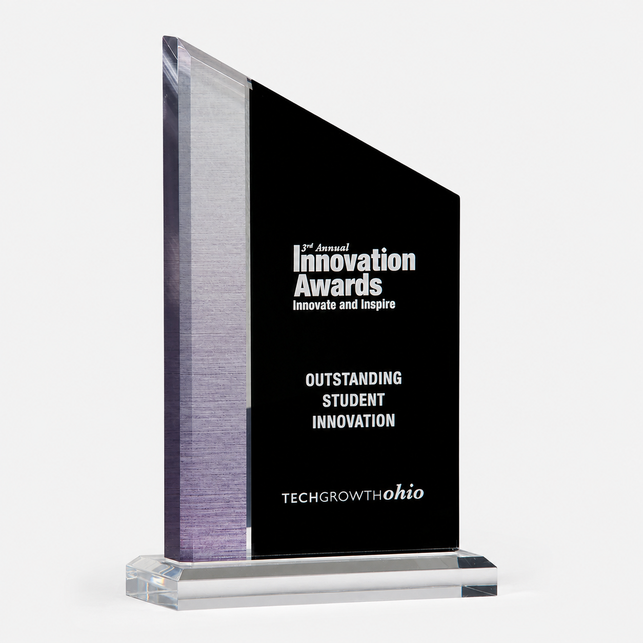 Brushed Silver Accent Black Acrylic Award