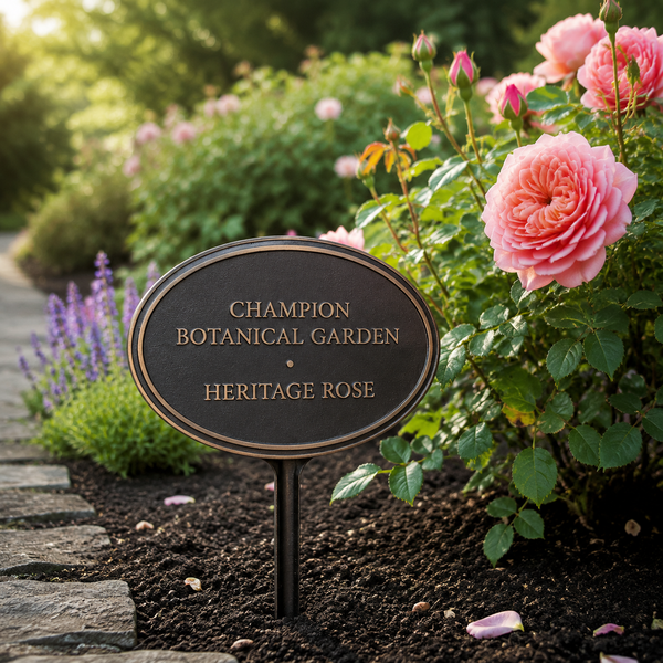 Cast Aluminum Oval With Garden Stake - lifestyle
