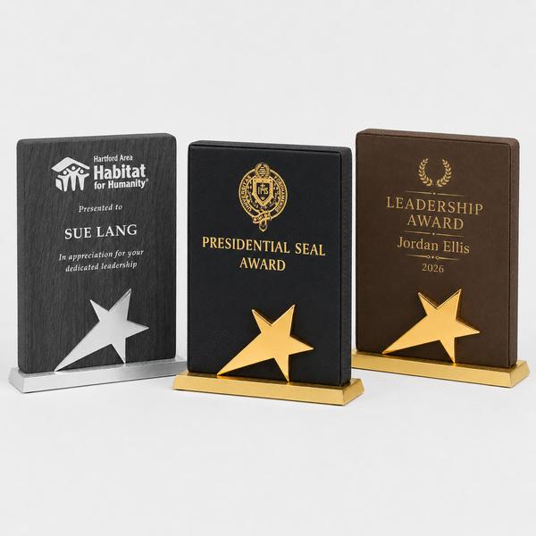 Star-Shaped Leatherette Plaque