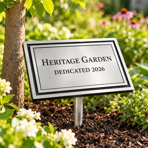Quick-Turn Cast Aluminum Plaque with Ground Stake - Black & Silver - garden dedication lifestyle
