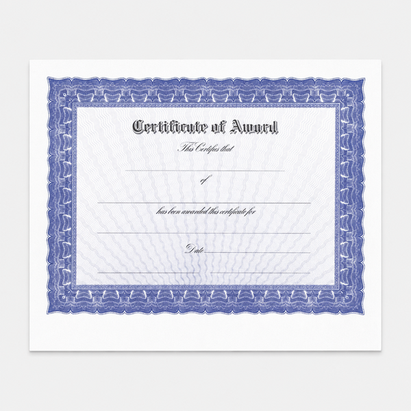 Certificate Paper - Blue - variant catalog