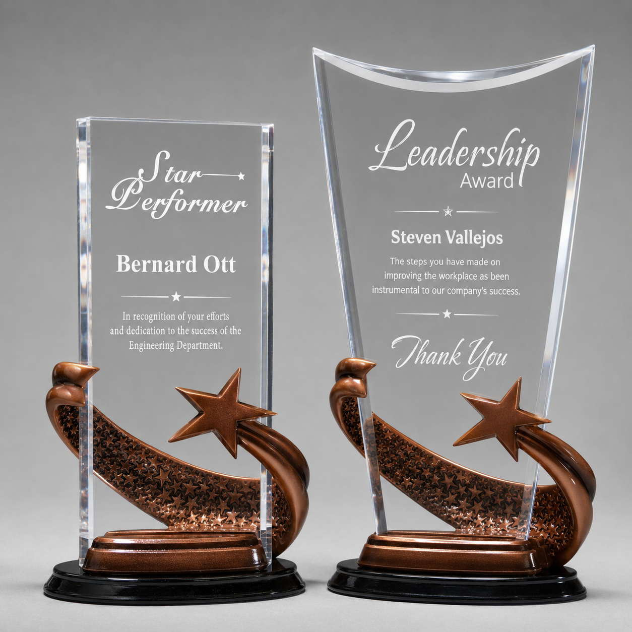 Shooting Star Acrylic Award with Bronze Base