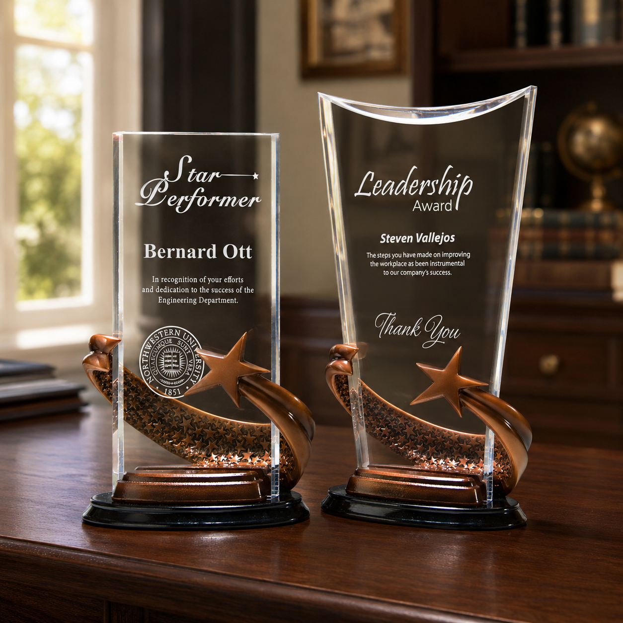 Shooting Star Acrylic Award with Bronze Base