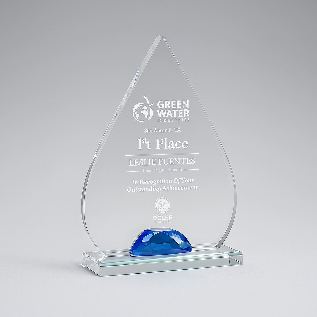 Cobalt Blue Teardrop Acrylic Award