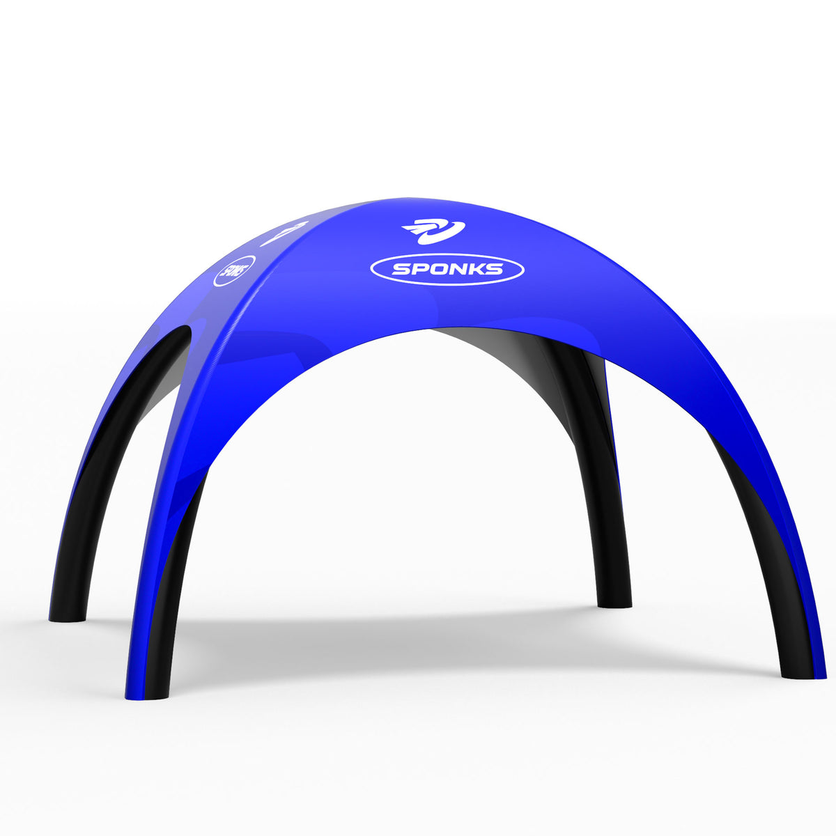 Custom inflatable dome tent with printed canopy and open sides