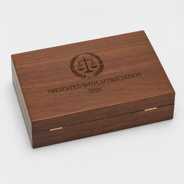 Deluxe Gavels and Presentation Sets - closed engraved case