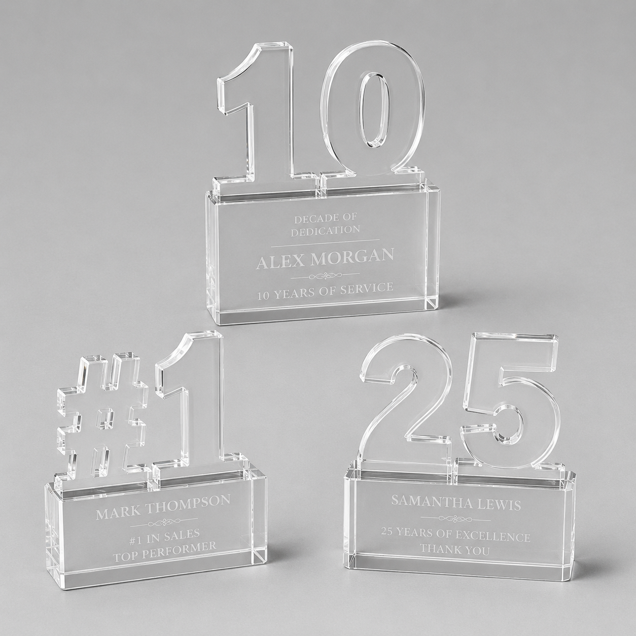 Double-Digit Clear Milestone Acrylic Award