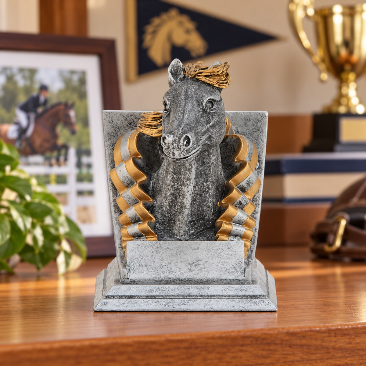 Mascot Resin Awards — lifestyle setting (Mustang)