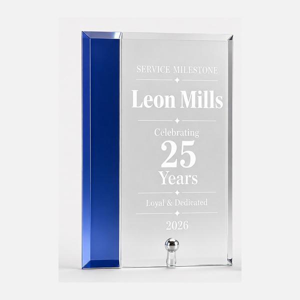 Economy Glass Plaque with Blue Accent