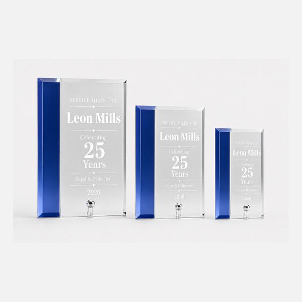 Economy Glass Plaque with Blue Accent
