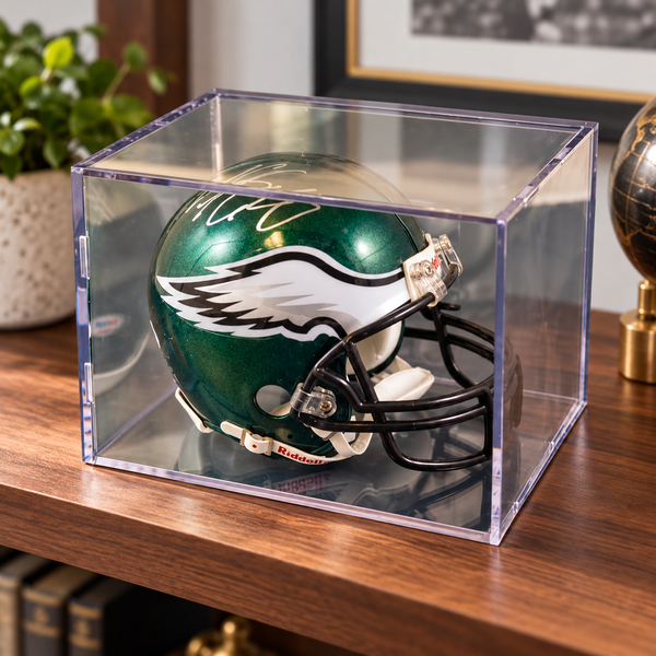 Economy Helmet Display displayed on an office shelf