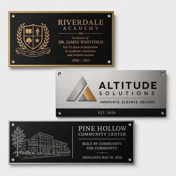 Custom Etched Metal Plaques - custom design options