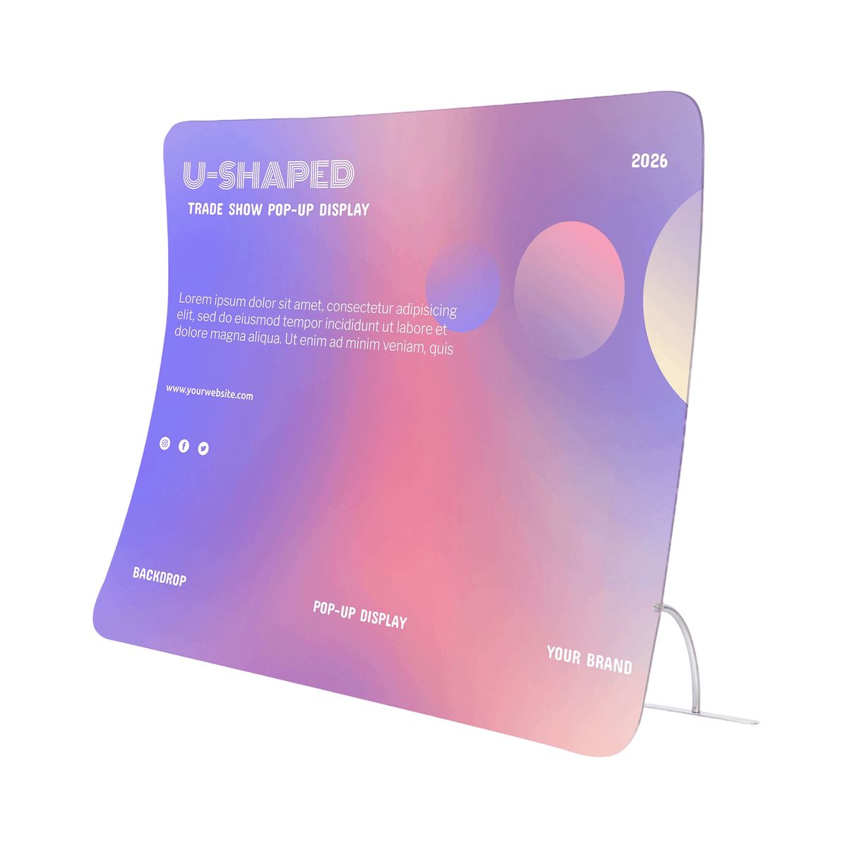U-Shaped Tension Fabric Display — U-Shaped Tool-Free Tension Fabric Trade Show Display (3 Size Options)