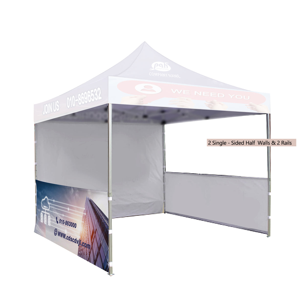 Printed Canopy Tent Half Wall Pair — 10' X 3' Half Tent Wall - Set Of 2