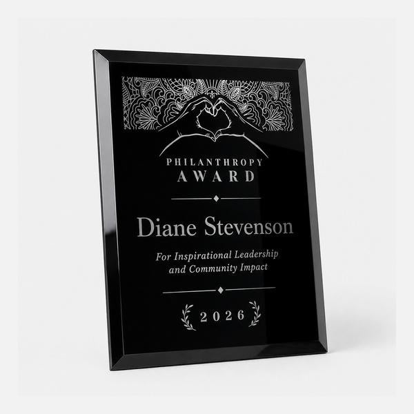 Executive Black Mirrored Glass Plaque