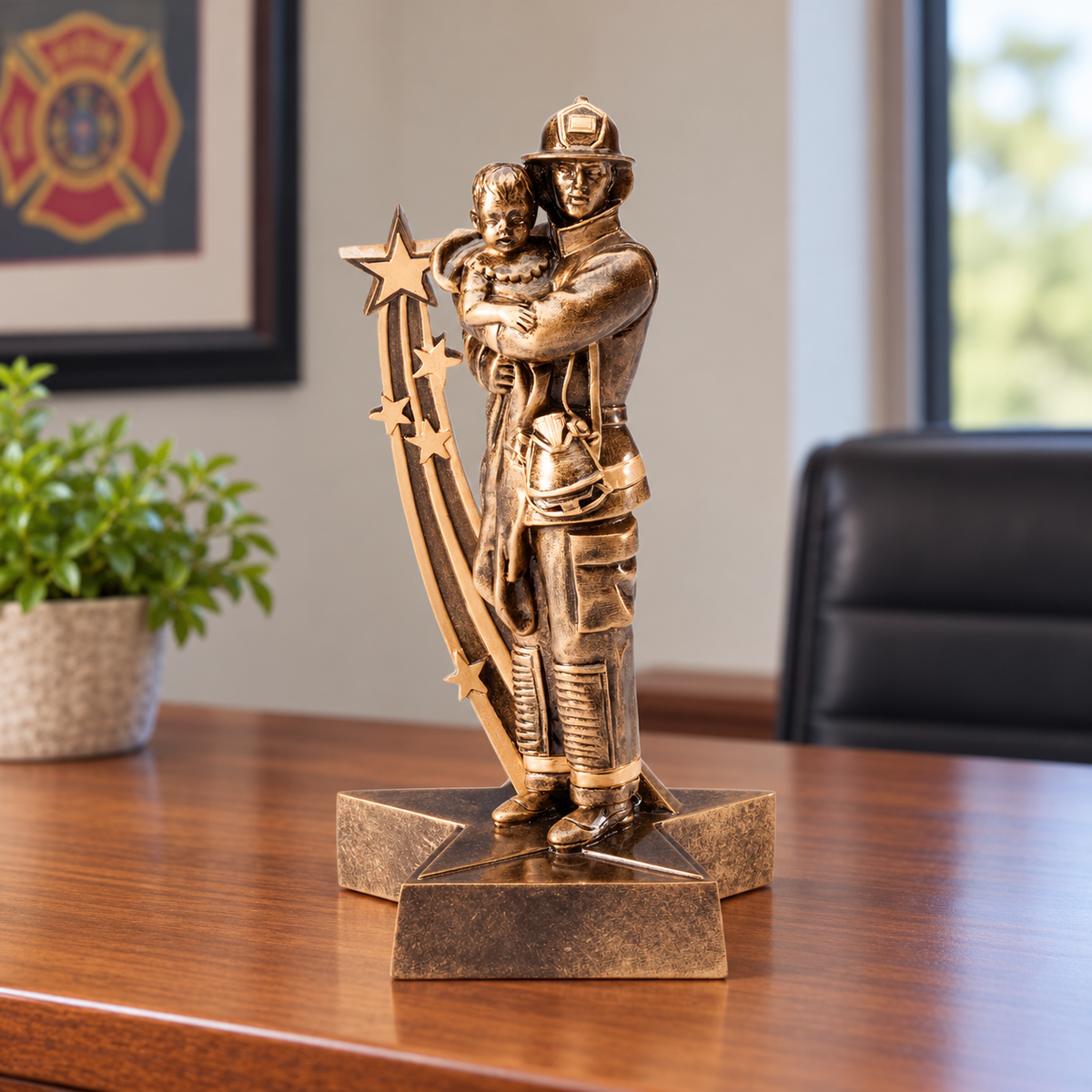 Fireman SuperStar Resin Award — lifestyle photo