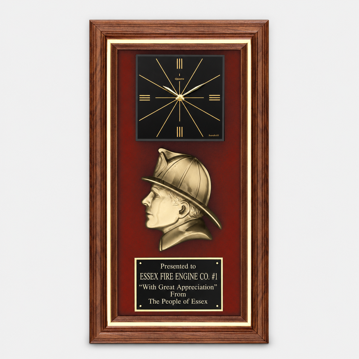 Genuine Walnut Firefighter Clock Plaque — main product photo