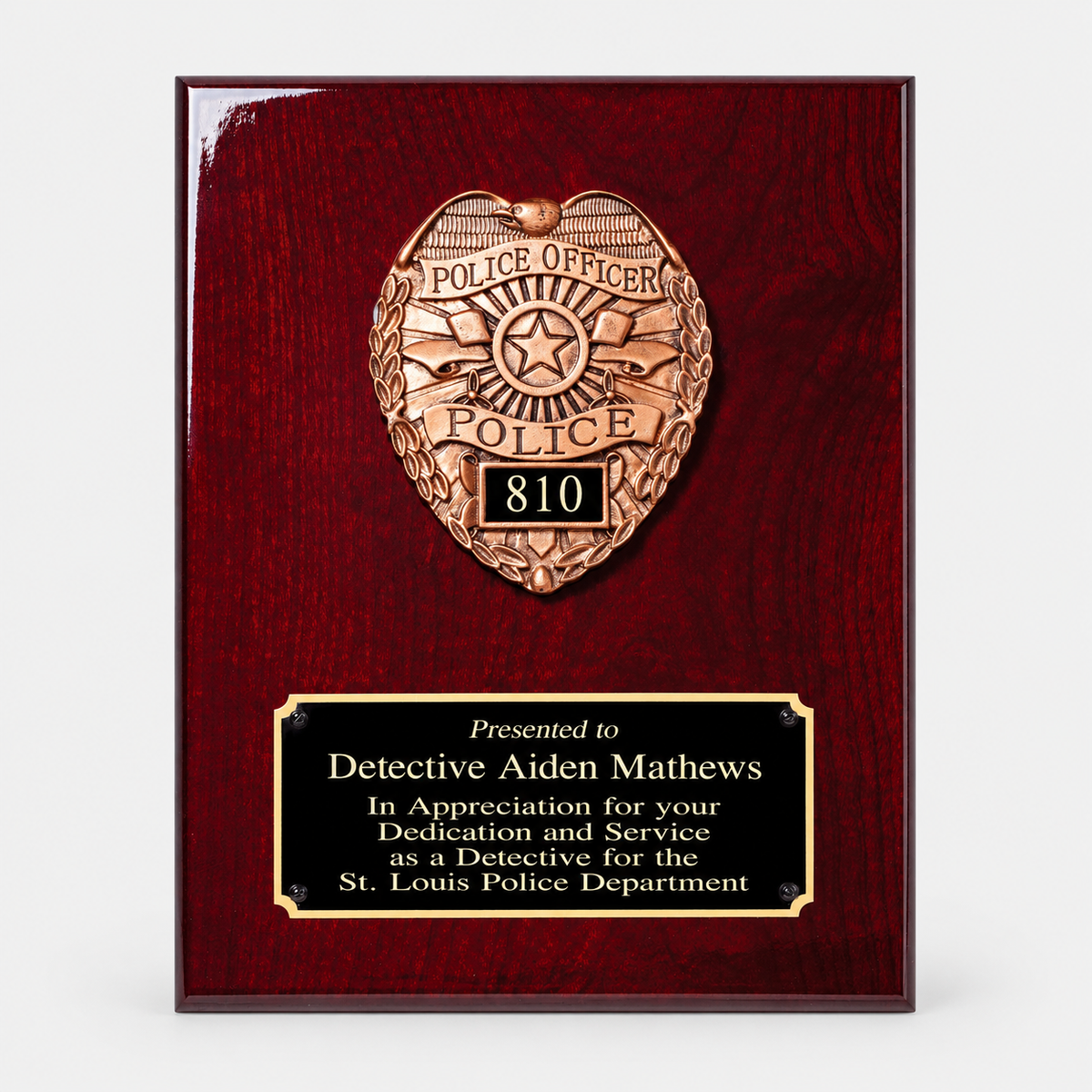 Police Rosewood Piano Finish Plaque — main product photo