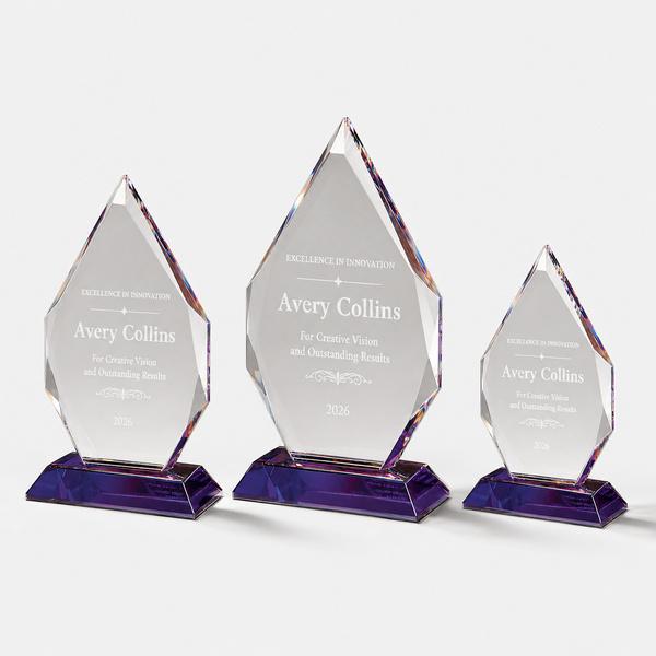 Flame Series Crystal Award with Prism-Effect Base