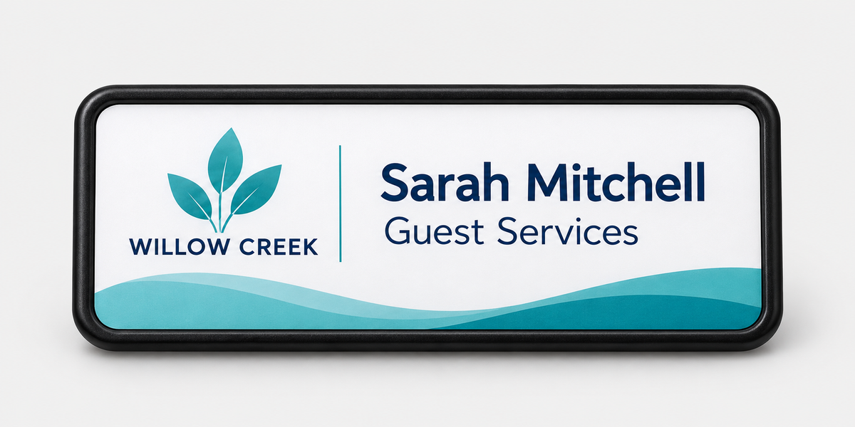 Framed full-color name badge — 1.5 X 3 / Black