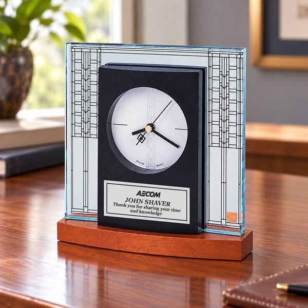 Frank Lloyd Wright Collection Glasner House Clock in an office setting
