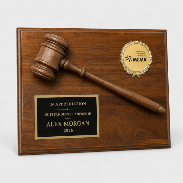 Genuine Walnut Plaque with Walnut Gavel - catalog