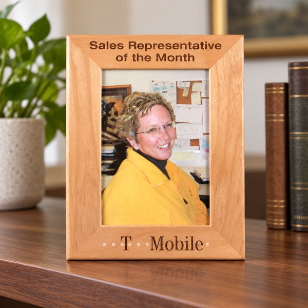 Genuine Red Alder Picture Frame in an office setting