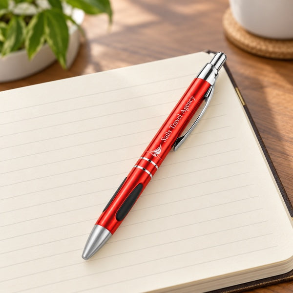 Gloss Ballpoint Pen with Gripper in an office setting