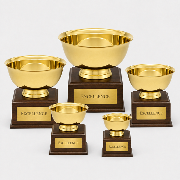 Gold Revere Bowl on Walnut Base - group catalog
