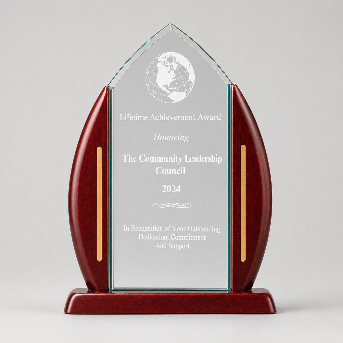 Jade Acrylic Award on Rosewood Base