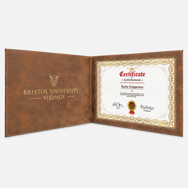 Leatherette Certificate Cover - Rustic & Gold - variant catalog
