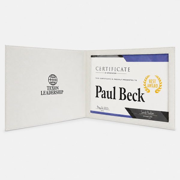 Leatherette Certificate Cover - White & Black - variant catalog