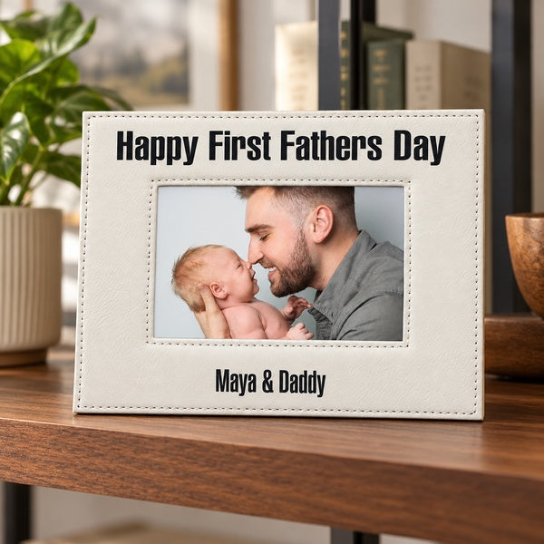 Leatherette Picture Frame in an office setting