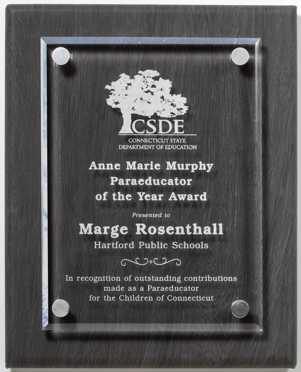 Leatherette Plaque with Floating Acrylic Panel