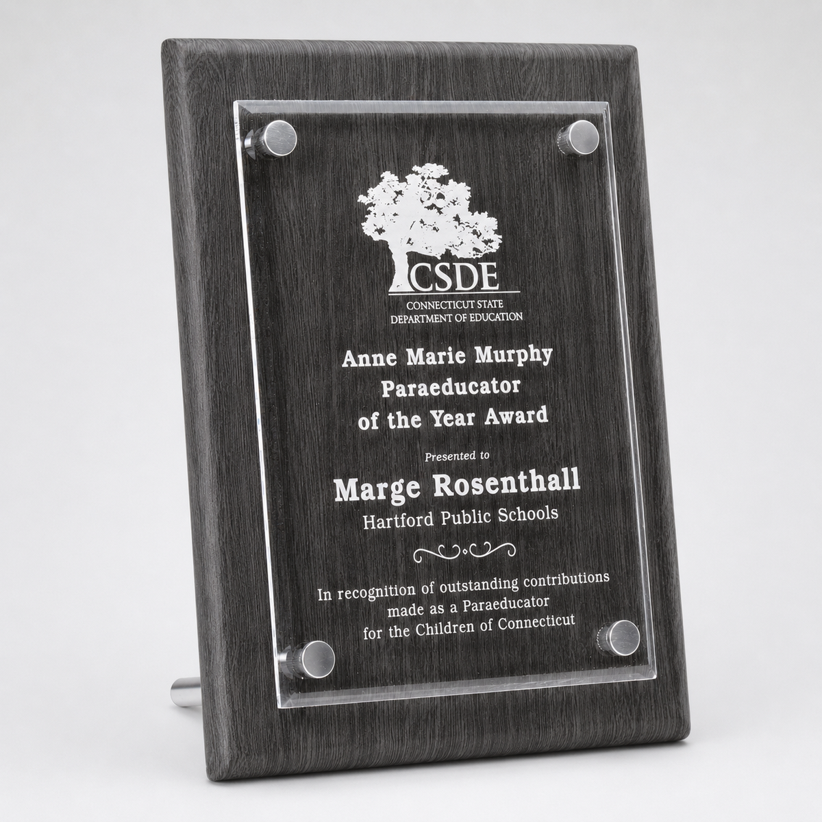 Leatherette Plaque with Floating Acrylic Panel