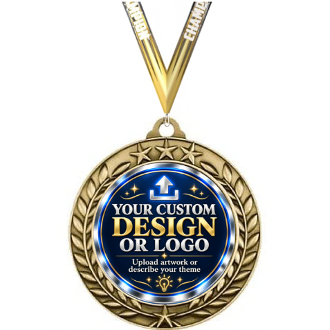 Wreath Antique Medallion - CUSTOMIZE IT! with custom design or logo insert and Champion neck ribbon