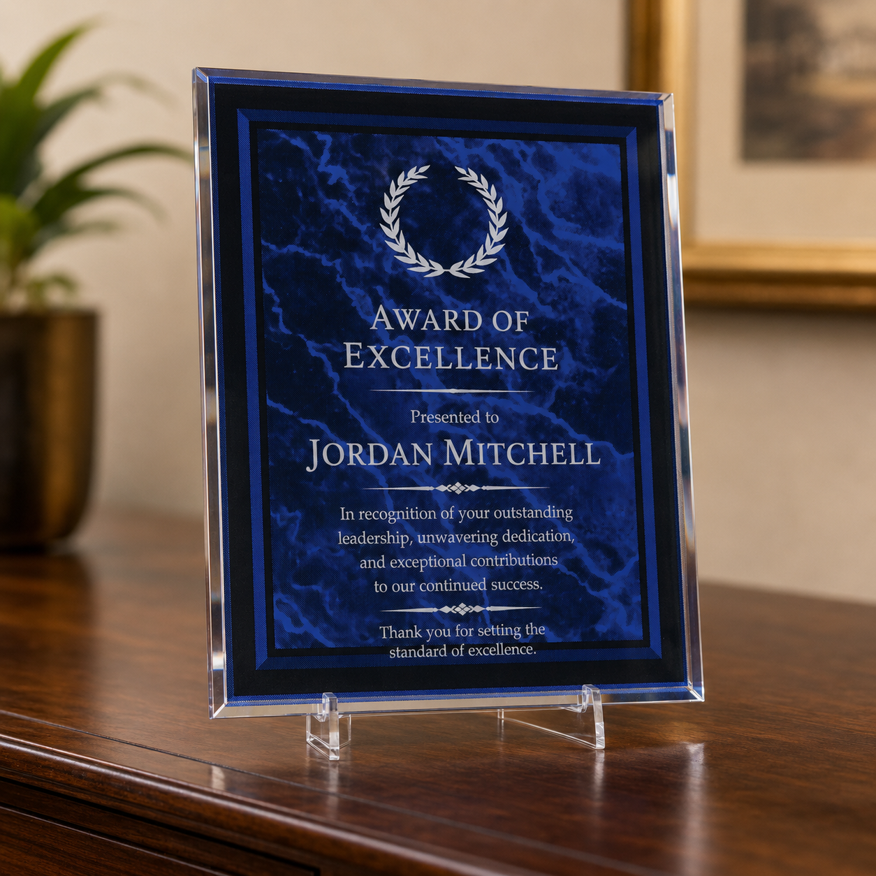 Marble Border Clear Acrylic Plaque