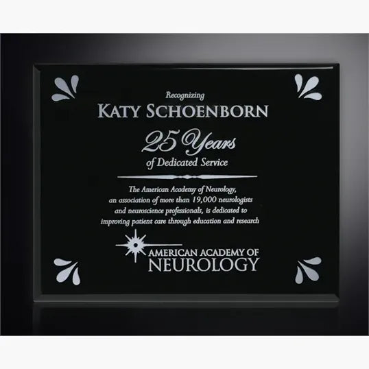 Black Piano Finish Plaque - Color Filled